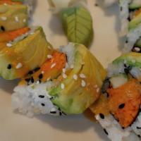 Veggie Sushi Roll · Cucumber, avocado, carrot, and ginger dressing.