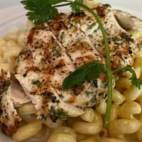 Green Chile Mac & Cheese · Green chile-queso sauce, and cavatappi noodles