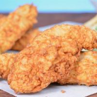 4 Jumbo Tender Combo · 4 of our famous jumbo, buttermilk herb marinated, hand-breaded chicken tenders. Served with ...