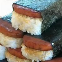 Spam Musubi · Grilled spam on rice wrapped with nori