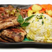 Yassa · Your choice of grilled chicken or fish (grilled whole tilapia) in lemon onion sauce served o...