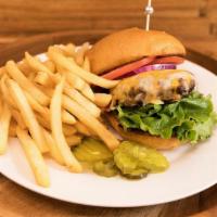Cheese Burger Meal · 6 Oz. Charbroiled Seasoned Angus Ground Chuck Burger. Topped with Your Choice of Cheese, Let...
