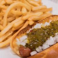 All Beef Hot Dog Combo · 4 Oz. Natural Casing All-Beef Hot Dog. Topped w/ Sweet Relish & Diced Onions. Combo Comes wi...