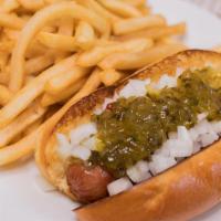 All Beef Hot Dog Meal · 4 Oz. Natural Casing All-Beef Hot Dog. Topped w/ Sweet Relish & Diced Onions. Served with a ...