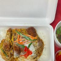 Chicken Katsu Donburi · White rice topped with panko breaded chicken cutlet, egg, onion and light sweet sauce. Side ...