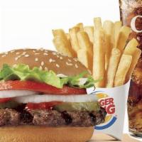 Whopper Jr Combo · Our WHOPPER JR.® Sandwich features one savory flame-grilled beef patty topped with juicy tom...