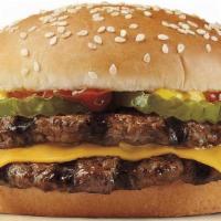 Double Cheeseburger · Make room for our Double Cheeseburger, two signature flame-grilled beef patties topped with ...