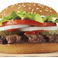Whopper Jr · Our WHOPPER JR.® Sandwich features one savory flame-grilled beef patty topped with juicy tom...