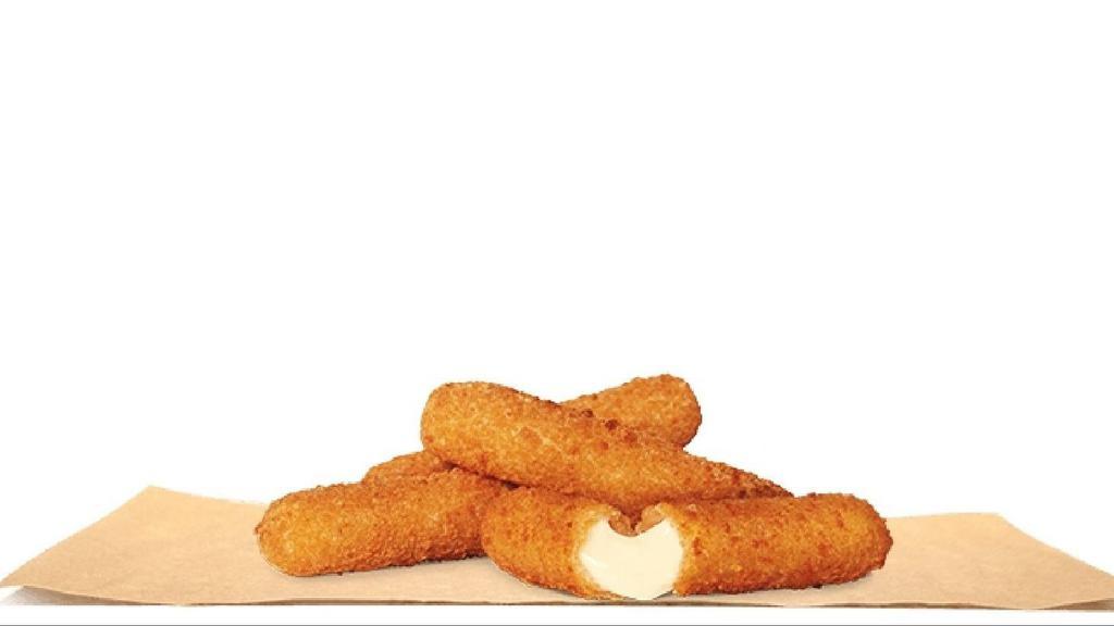 4Pc Mozzarella Sticks · Mozzarella cheese coated in an Italian-style seasoned breading, fried crispy until golden brown and served hot and melty with a marinara dipping sauce.