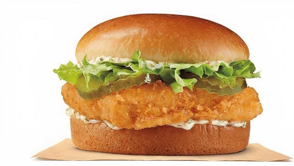 Big Fish · Our premium Big Fish Sandwich is 100% White Alaskan Pollock, breaded with crispy panko breading and topped with sweet tartar sauce, tangy pickles, all on top of a toasted brioche-style bun.