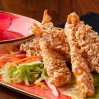 Coconut Prawns · Gluten free. Whole Prawns tossed with lots of coconut flakes, battered deep-fried to golden ...