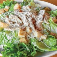 Christy'S Chicken Caesar Salad · Sliced chicken breast, crisp Romaine lettuce, Parmesan cheese, and seasoned croutons mixed w...