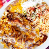 Enchiladas Plate · Pick your sauce: mole, suiza or red and get it poured over two corn tortillas with your choi...