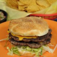 La Doble With Cheese · Two beef patties, mayonnaise, tomato, lettuce and cheese