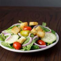 Italian Table (Serves 1) · Italian, Romaine Lettuce, Cherry Tomatoes, Red Onions, Cucumber, Pepperoncini and Croutons.