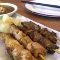 Satay Chicken Or Beef / 沙爹鸡串或⽜串 (4) · Chicken or beef skewer, grilled to perfection. Served with peanut sauce.
