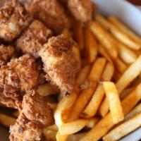 Chicken Tender Bites W/ Fries Platforms · 8-10 bites served with fries and choice of dipping sauce: honey sriracha, buffalo, bleu chee...