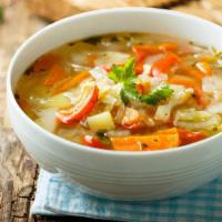 Mixed Vegetable Soup (Delivery) · Clear broth soup with carrots, baby corn, onions, cabbage, mushrooms, broccoli, cilantro, gr...