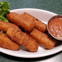 Mozzarella Sticks · Deep-fried mozzarella cheese cooked to a golden brown.  Served with ranch or marinara sauce.