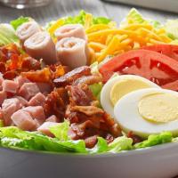 Chef Salad · Black Forest ham, roasted turkey, cheddar and swiss cheese top this salad of fresh greens, s...