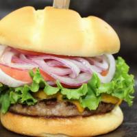 Cheeseburger · Our juicy 1/3lb beef burger, topped with melted aged cheddar cheese.