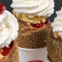 Cherry Cheesecake · Graham Cracker Cone cherry pie filling, cheesecake and whip cream