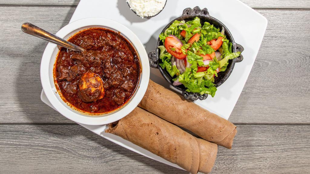Key Wot · Beef stew cooked with Berbera in sauce and other spices served with injera.