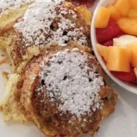 Cinnamon Roll French Toast With Fresh Fruit · 