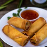 Egg Rolls · Mixed veggies (carrot, cabbage, glass noodles) deep-fried in an egg roll wrapper, served wit...