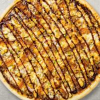 Rooster Rumbo Bbq Pizza  (14 In.)  · Tender BBQ chicken breast, onions, parmesan cheese.