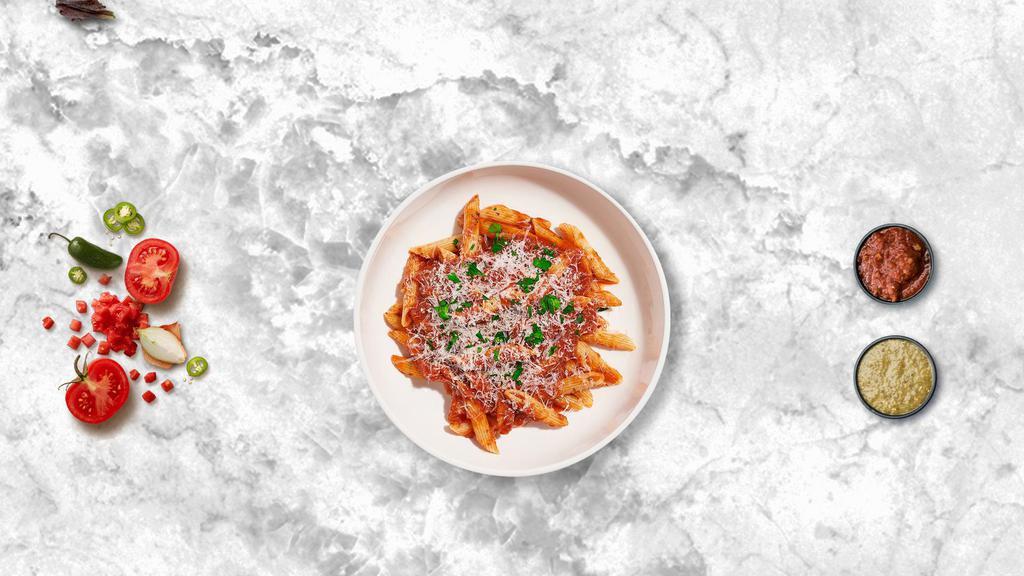 Pride Of Puttanesca Pasta (Penne) · Penne tossed with tomato and basil sauce topped with Kalamata olives, capers, Parmesan and fresh Italian parsley