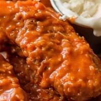 Buffalo Chicken Fingers · (4) breaded chicken fingers tossed in mild or hot buffalo sauce served with fries and ranch ...