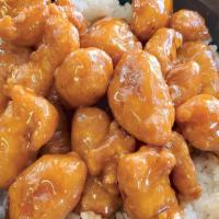 Orange Chicken Rice Bowl · chicken and rice