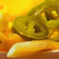 Cheesy Fries · French fries with cheese and jalapenos.