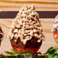 Strawberry Dipper · Strawberry dipped in chocolate and topping of your choice: plain, coconut, peanuts, or sprin...