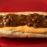 Chili Cheese Dog · Chili and cheese on a jumbo hot dog.