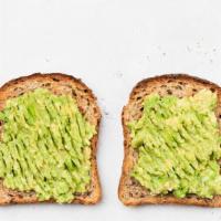 Avocado Toast · Perfectly seasoned fresh avocado spread, topped with black sesame seeds, red pepper flakes, ...