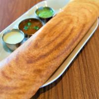 Agraharam Plain Dosa / Ghee Dosa · Lentil rice crepe with or without ghee. Served with chutney and sambar.