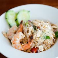 Silver Noodle Salad · Silver noodle, ground chicken, shrimp, onion, and fresh lime juice.