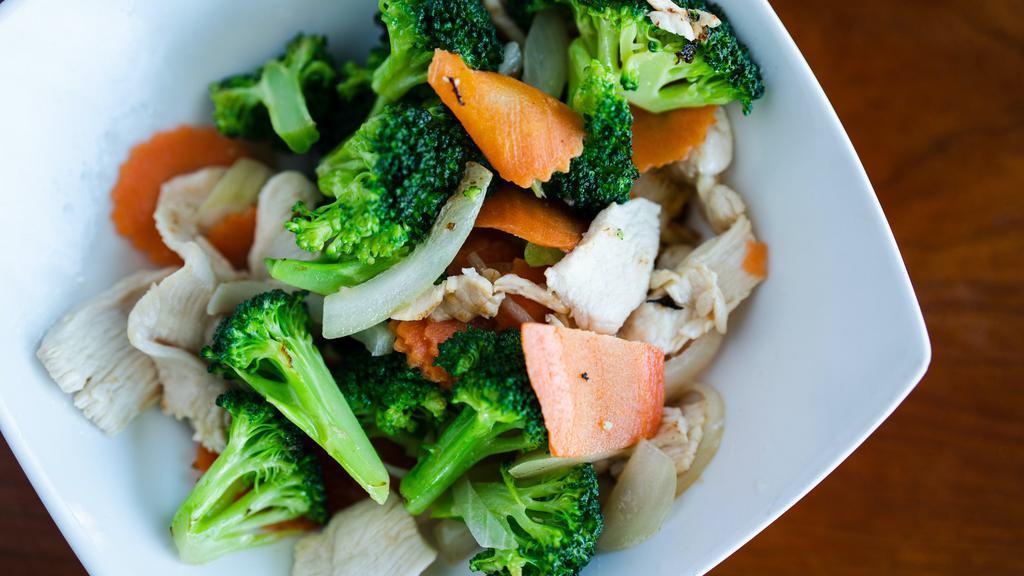 Broccoli Delight · Stir-fried broccoli, carrot, and onion.