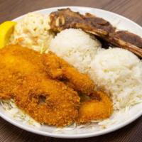 Seafood & Bbq Combo · Breaded shrimp, fish fillet and choice of Hawaiian BBQ beef, chicken, short ribs or Katsu ch...