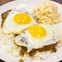 Loco Moco · Home made fresh hamburger patty served with gravy and eggs