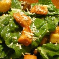 Caesar Salad · Fresh romaine lettuce, tomatoes, cucumber, salami, pepperoni, Canadian bacon, black olives, ...