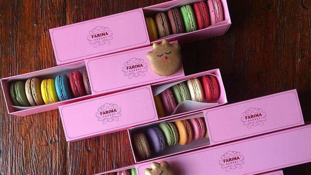 Gift Box Of 1 Dozen Assorted Macarons · Cute farina bakery gift box with 12 assorted flavors - the perfect gift!.