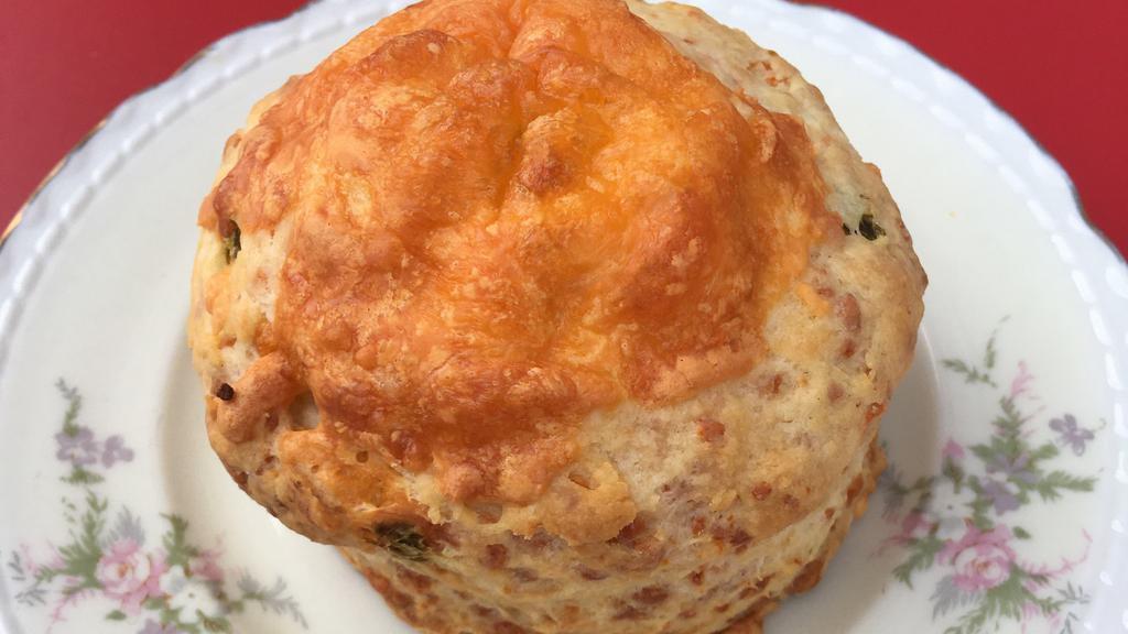 Cheddar Jalapeno Scone · Our famous savory scone.  Get this, fry an egg, and make a sammy.  We're not kidding, you need to do this.