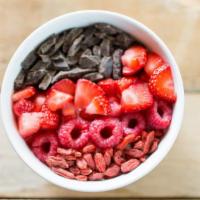 Aphrodite - Vanilla Yogurt · Vanilla greek yogurt, strawberries, raspberries, goji berries, semi-sweet chocolate chunks a...