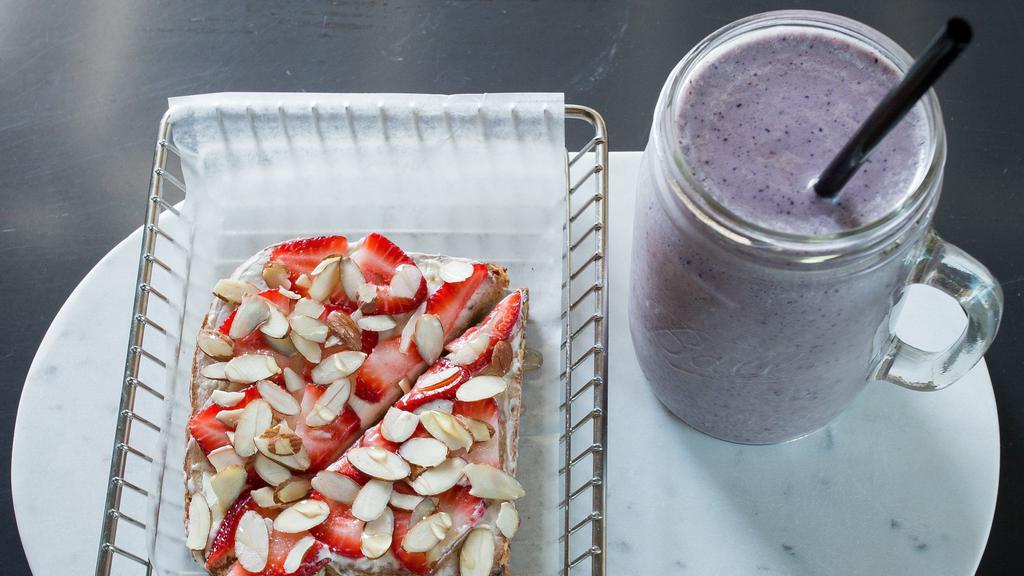 Pb Edge- 16 Oz · unsweetened almond milk, blueberries, strawberries, peanut butter, banana and chocolate whey protein