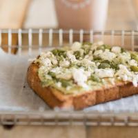 Wasatch Back · Sprouted wheatberry bread topped with house made cilantro jalapeño hummus, herbed feta chees...