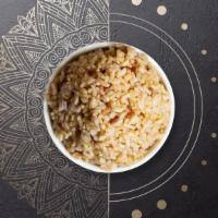 Steamed Brown Rice · Side of steamed brown rice.