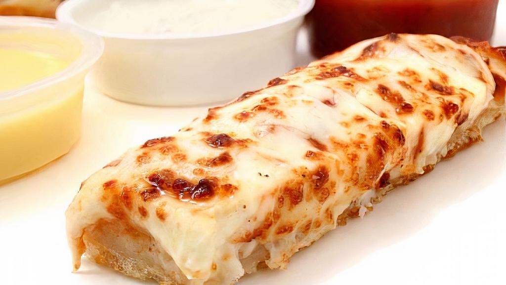 Large Breadsticks · Twelve breadsticks slathered in butter and topped with a blend of spices. Get it smothered in Mozzarella and your choice of topping for $1.50 each. Served with a dipping sauce of your choice.